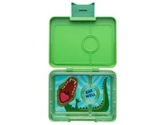 Yumbox Jurassic grøn/dinosaur snackboks madkasse med 3 rum